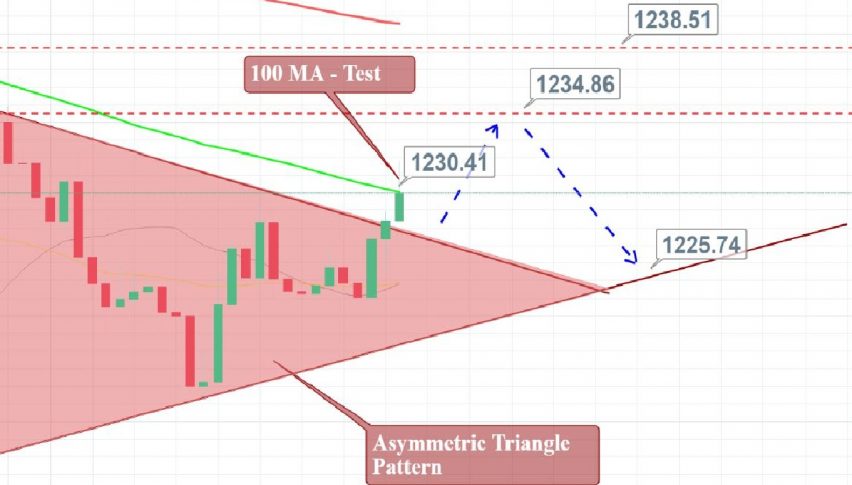 Gold - 2 Hour Chart - Asymmetric Triangle