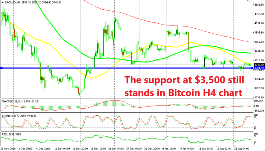 Decision time for Bitcoin. Move above the 50 SMA or below the support?