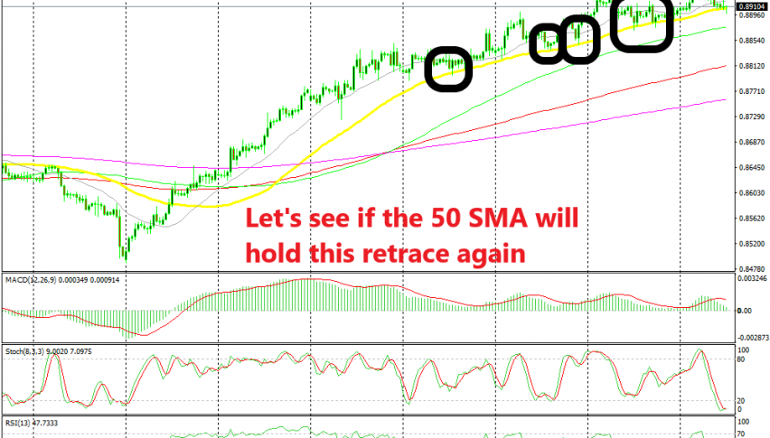 The retrace lower is complete on the H4 EUR/GBP chart