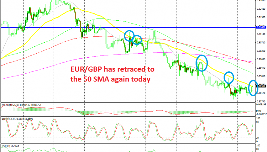 EUR/GBP has reached the 50 SMA again