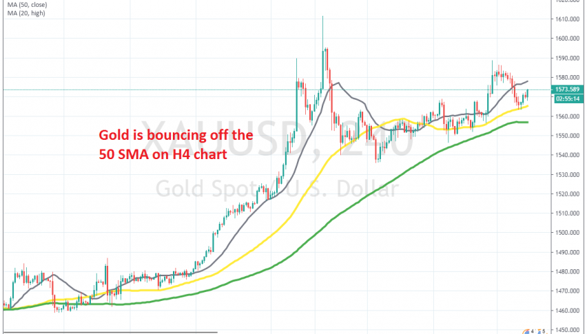 The retrace ended at the 50 SMA for Gold