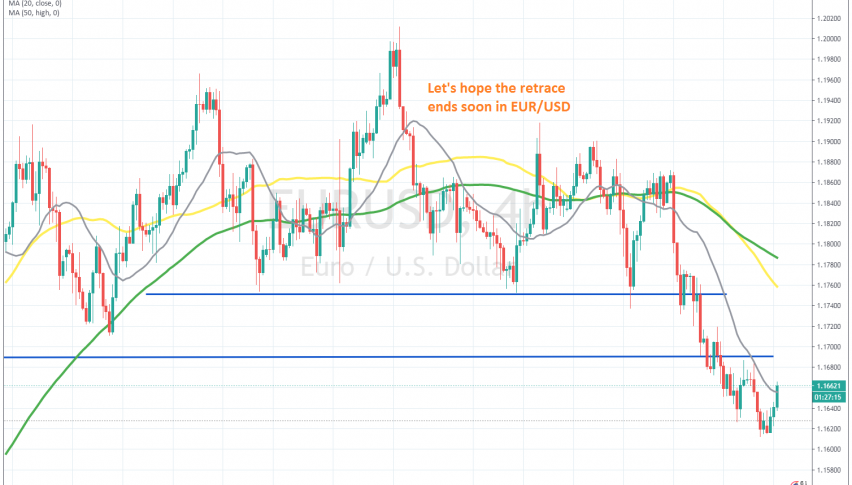 The 20 SMA has been pierced on the H4 chart