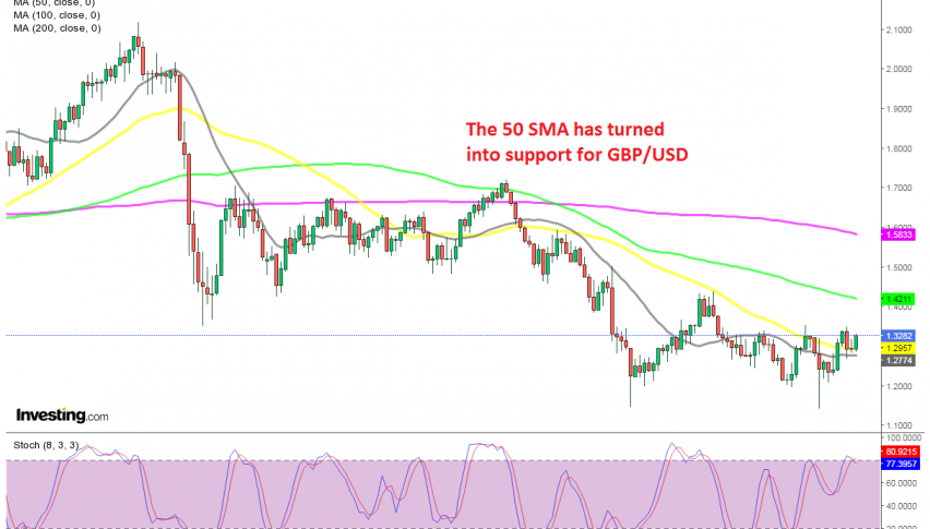 The price bounced off the 50 SMA this month