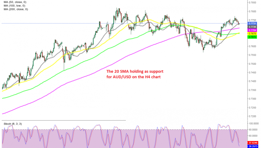 We bought AUD/USD at the 20 SMA