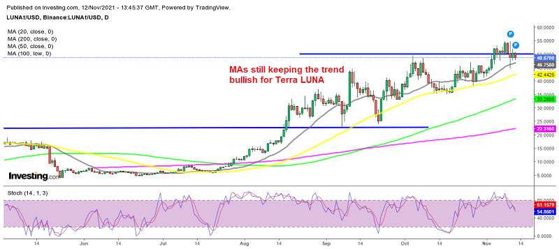 Terra LUNA remains bullish despite the small retreat lower