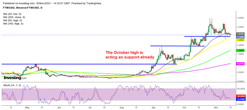 The 50 daily SMA should act as support now for Fantom