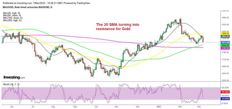 Gold makes a sharp bearish reversal