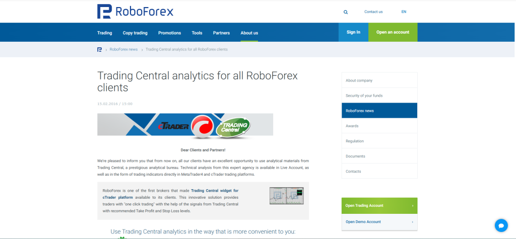 RoboForex Trading Central RoboForex Trading Central
