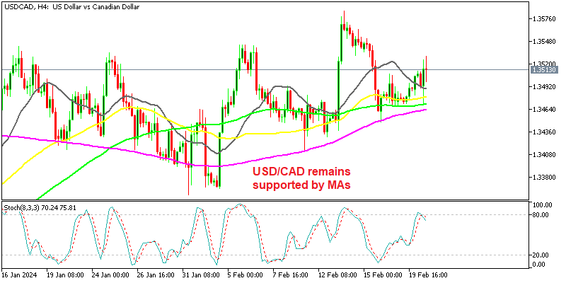 USD/CAD trading above 1.35 again