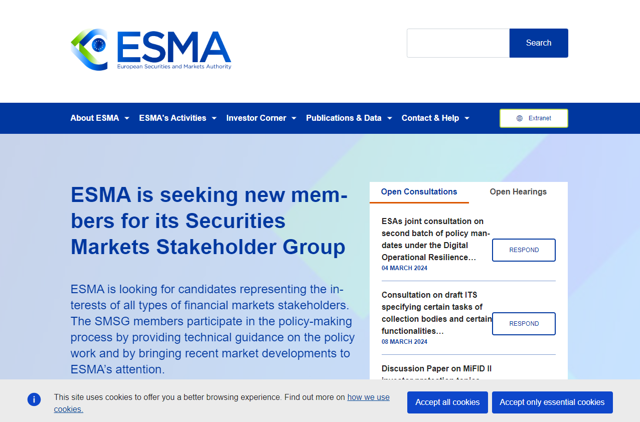 The European Securities and Markets Authority (ESMA) The European Securities and Markets Authority (ESMA)