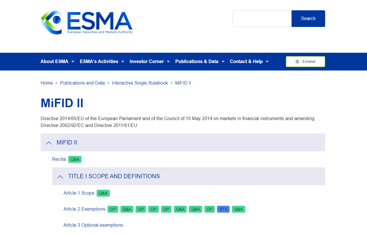 MiFID II in the European Union MiFID II in the European Union