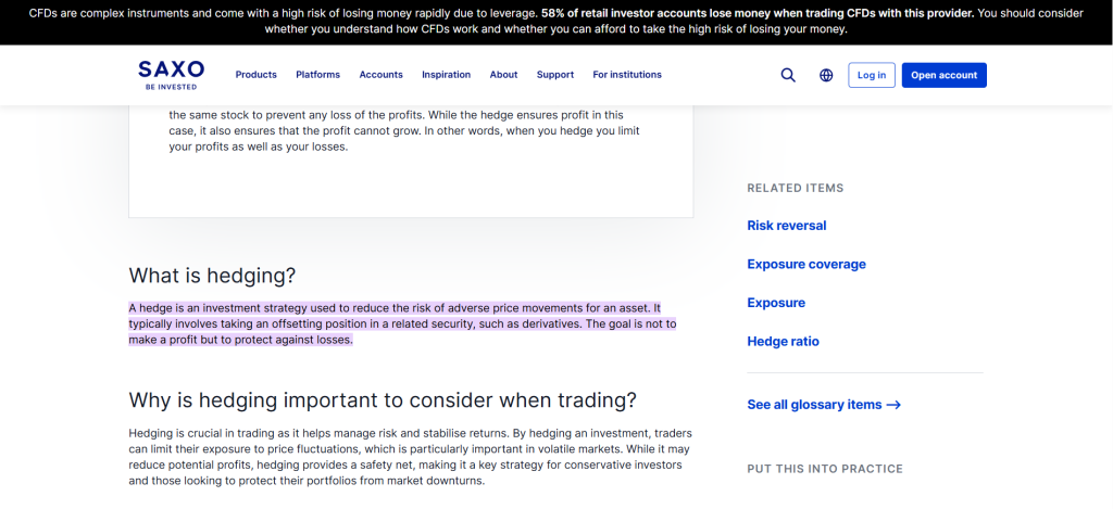 Saxo Bank Hedging Saxo Bank Hedging