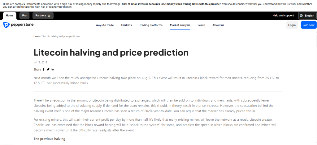 Pepperstone Litecoin Trading