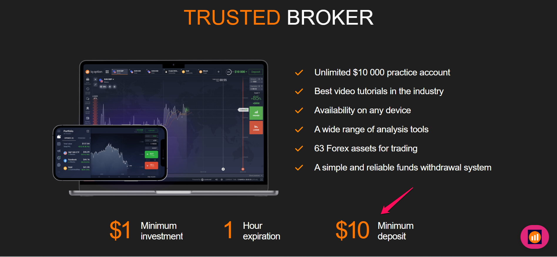 IQ Option Forex Brokers with Minimum $10 Deposit