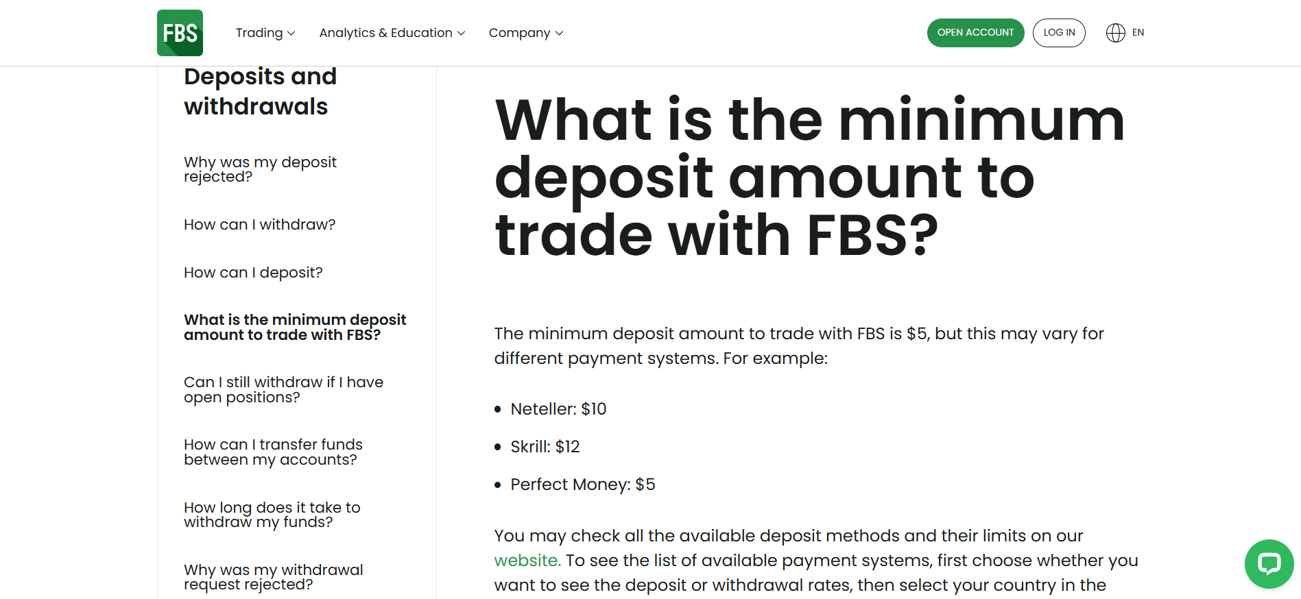 FBS Forex Brokers with Minimum $10 Deposit