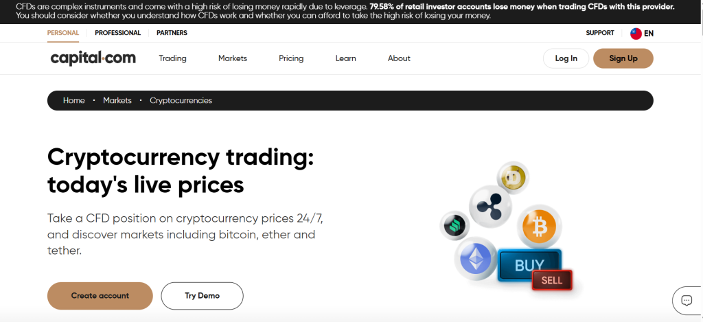 Capital.com Bitcoin CFD Broker