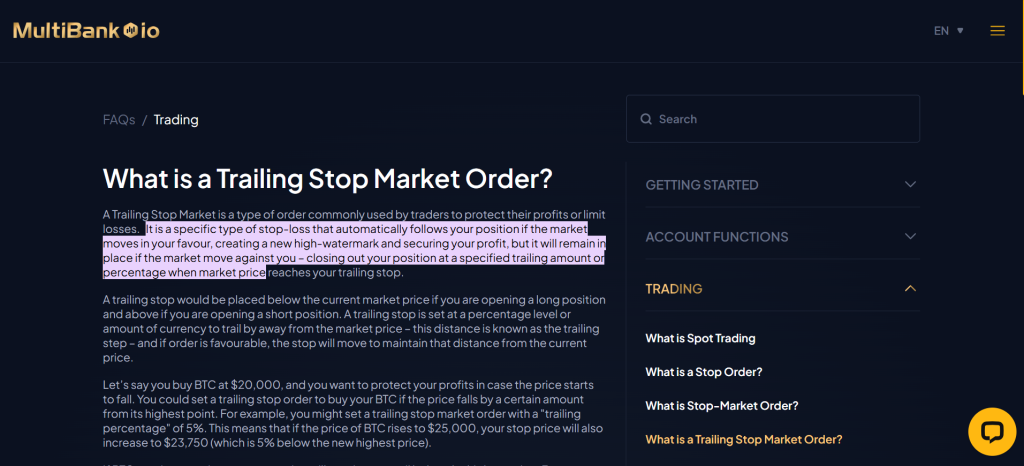 MultiBank Group Trailing Stop Loss Orders MultiBank Group Trailing Stop Loss Orders