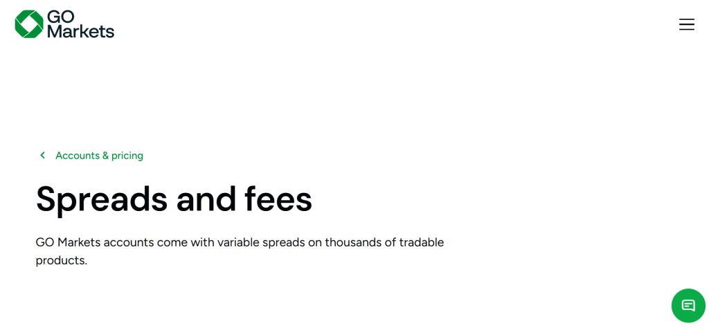 GO Markets Spreads