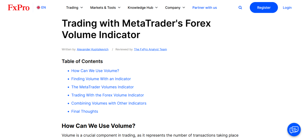 FxPro Trading Volume FxPro Trading Volume