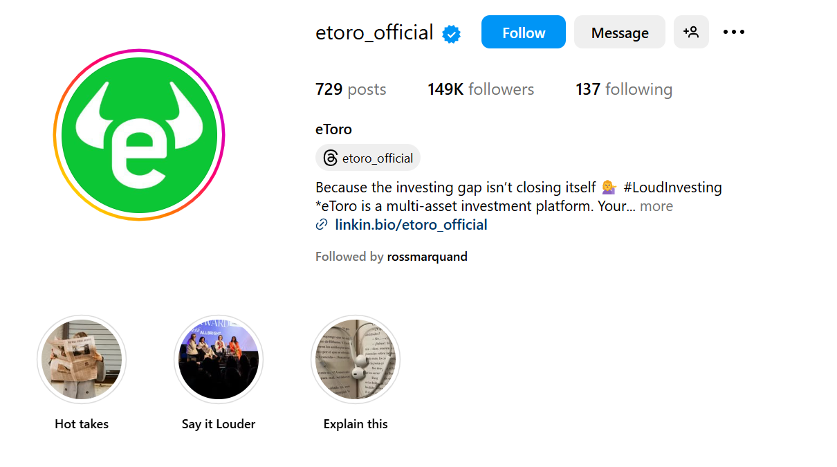 eToro Instagram eToro Instagram