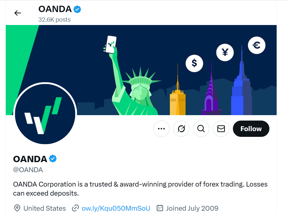 OANDA Forex Brokers to Follow on X OANDA Forex Brokers to Follow on X