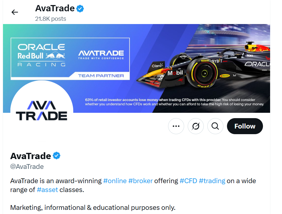 AvaTrade Forex Brokers to follow on X AvaTrade Forex Brokers to follow on X