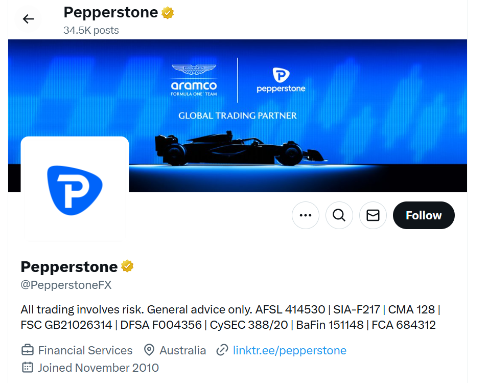 Pepperstone Forex Brokers to follow on X Pepperstone Forex Brokers to follow on X