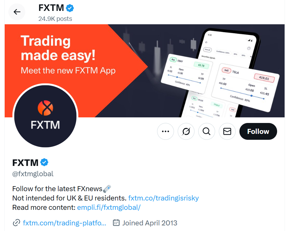 FXTM Forex Brokers to Follow on X FXTM Forex Brokers to Follow on X