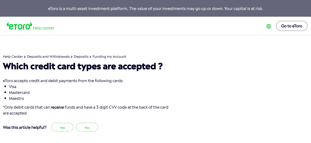 eToro Credit Cards eToro Credit Cards