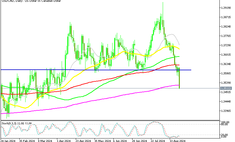 USD/CAD Daily Chart bearish Breakout