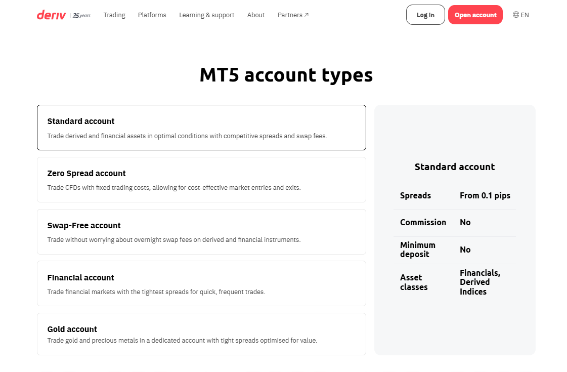 Minimum Deposit and Account Types Minimum Deposit and Account Types