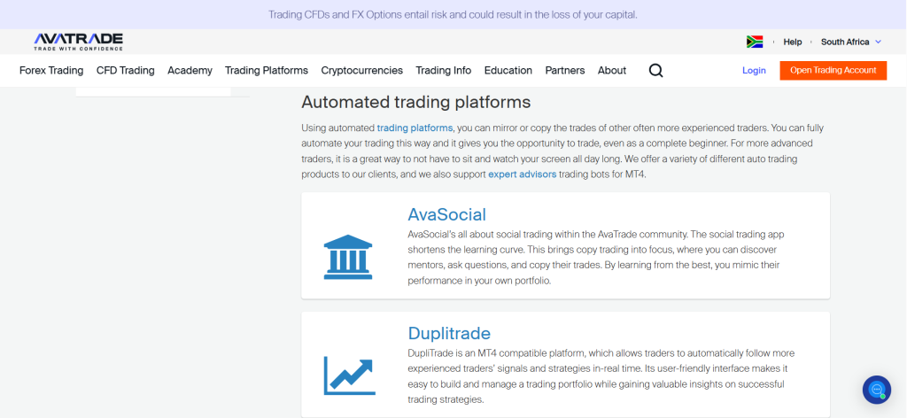 AvaTrade Automated Trading Brokers