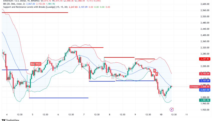 Ethereum's Market Momentum Weakens as ETH Struggles Below $2,100