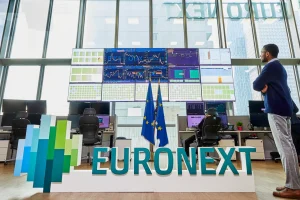 the entrance of the Euronext stock exchange where the CAC is traded