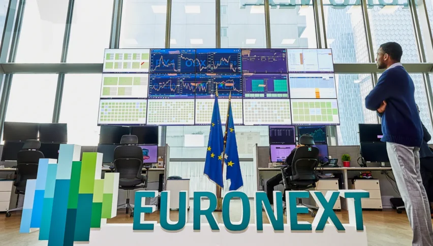 the entrance of the Euronext stock exchange where the CAC is traded