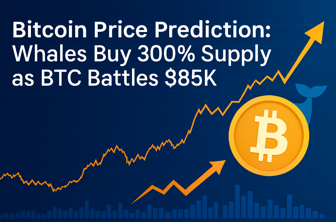 Bitcoin Price Prediction: Whales Buy 300% Supply as BTC Battles $85K