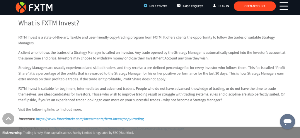 FXTM Copy Trading