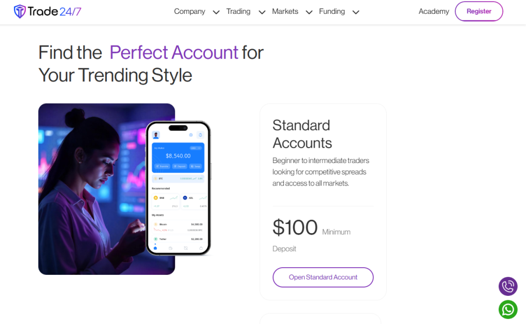 Minimum Deposit and Account Types