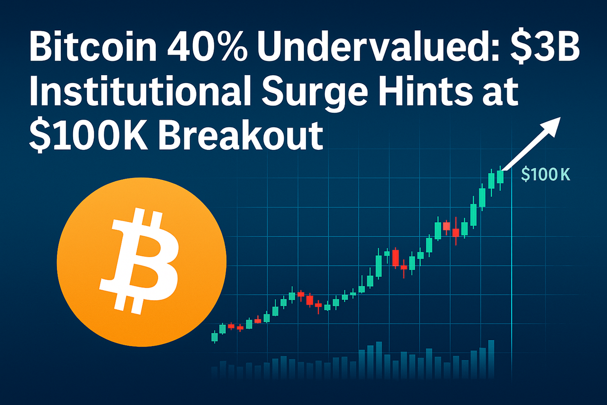Bitcoin 40% Undervalued: $3B Institutional Surge Hints at $100K Breakout