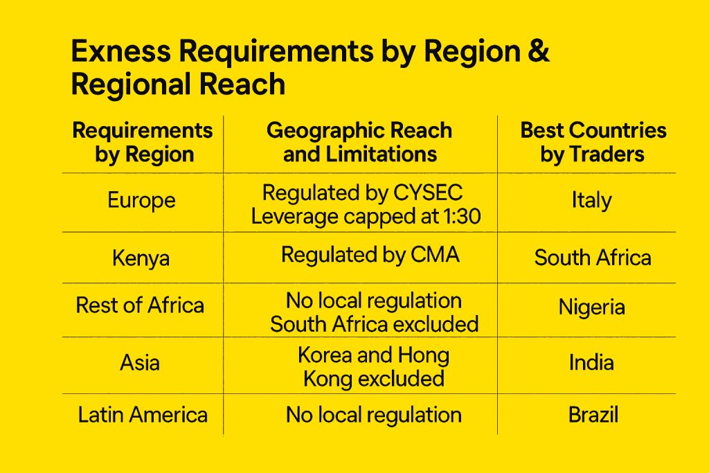 Exness Requirements and Regional Reach