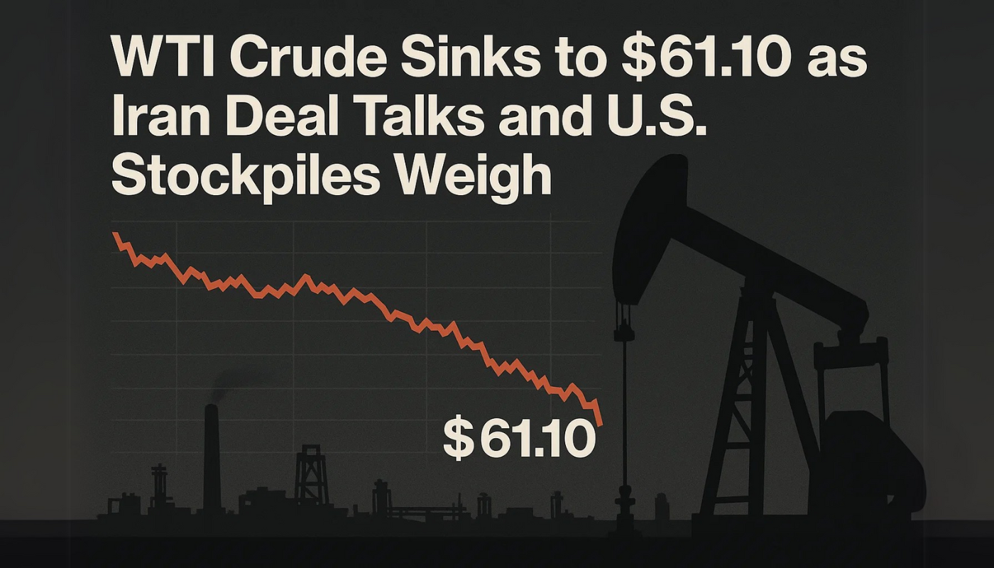 WTI Crude Sinks to $61.10 as Iran Deal Talks and U.S. Stockpiles Weigh ...