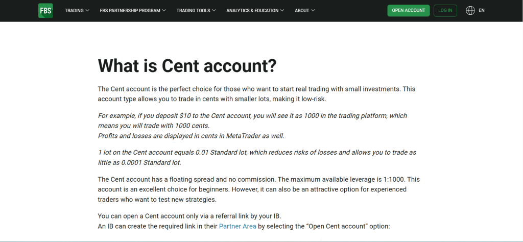 FBS Cent Account FBS Cent Account