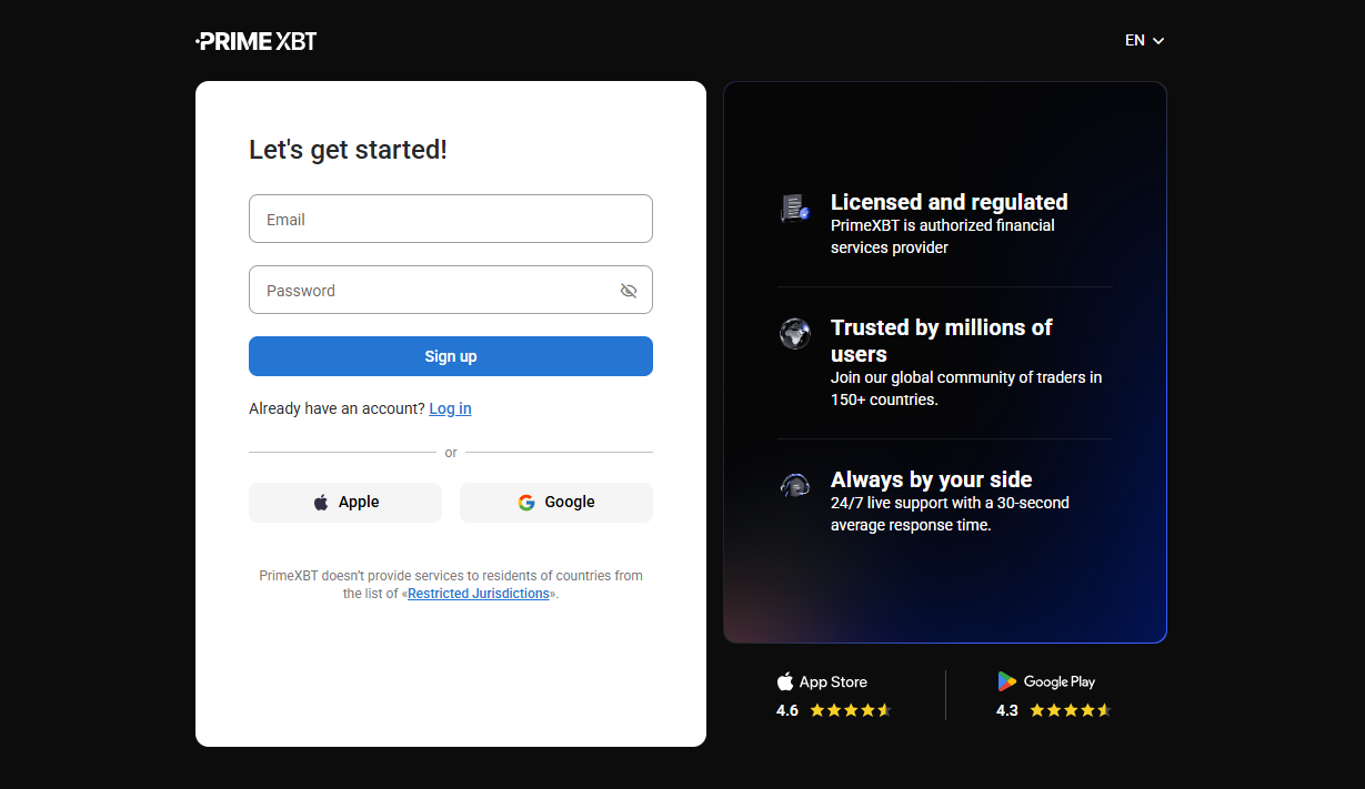 How to Open a PrimeXBT Account