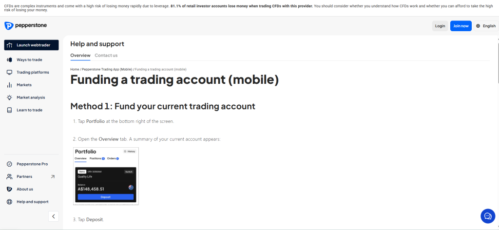 Pepperstone Mobile Money