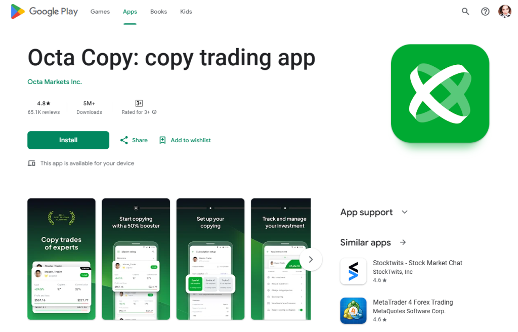 Octa Copy Social Trading App