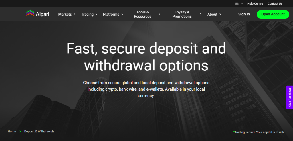 Deposit and Withdrawals