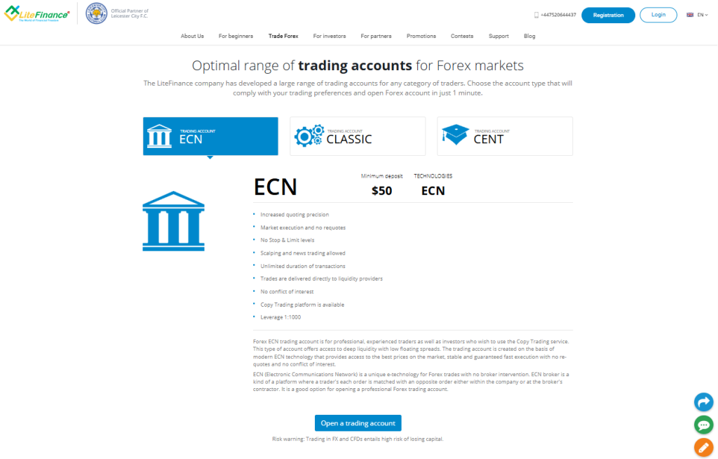 Minimum Deposit and Account Types