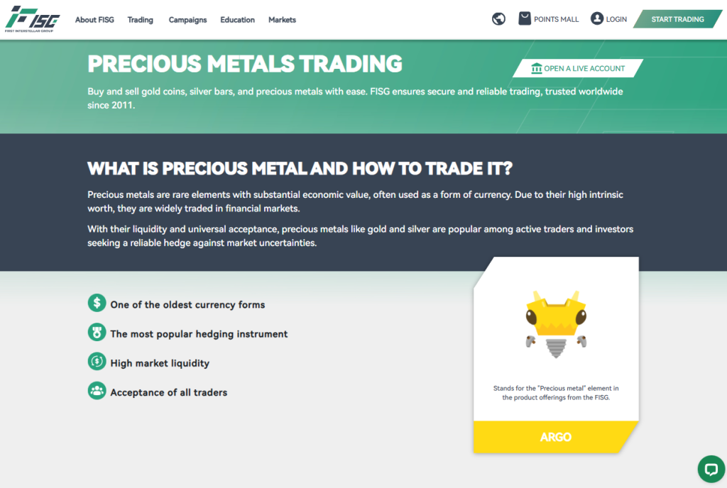 Markets available for Trade