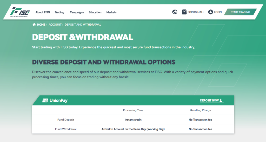 Deposit and Withdrawal