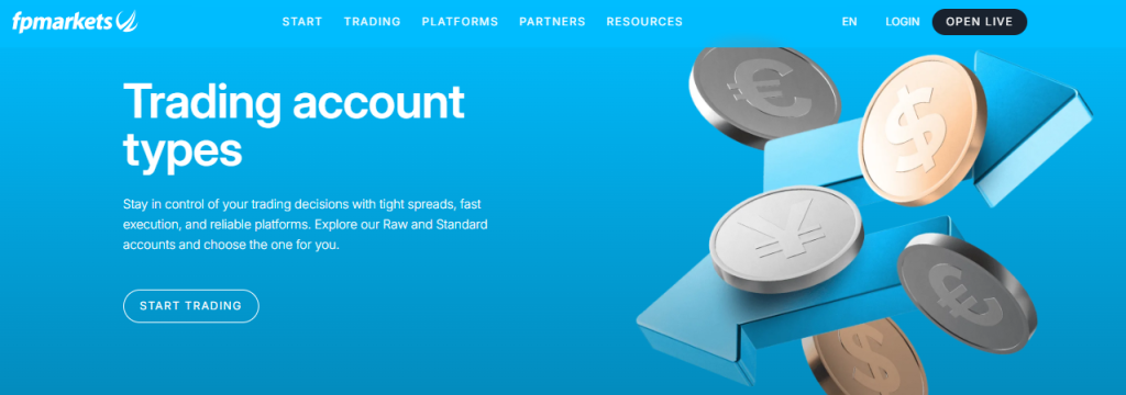 FP Markets Flexible Account Types with Low Minimum Deposits